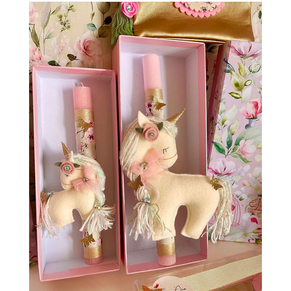 Λαμπάδα με χειροποίητο τσόχινο μονόκερο ( large) - Image 2